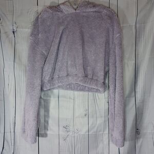Lavender Fuzzy Women's Cropped Jacket